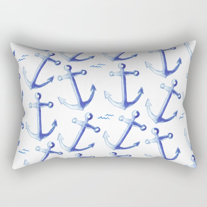 Watercolor Anchor Rectangular Pillow Gallery Image 1