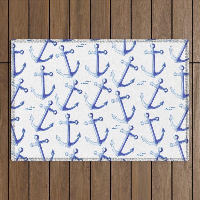 Watercolor Anchor Outdoor Rug Gallery Image 1