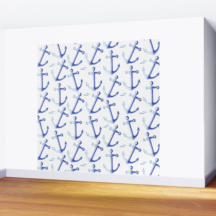 Watercolor Anchor Wall Mural Gallery Image 2
