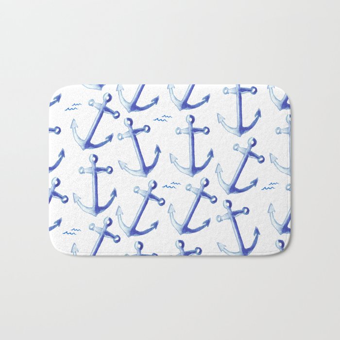 Watercolor Anchor Bath Mat Gallery Image 1