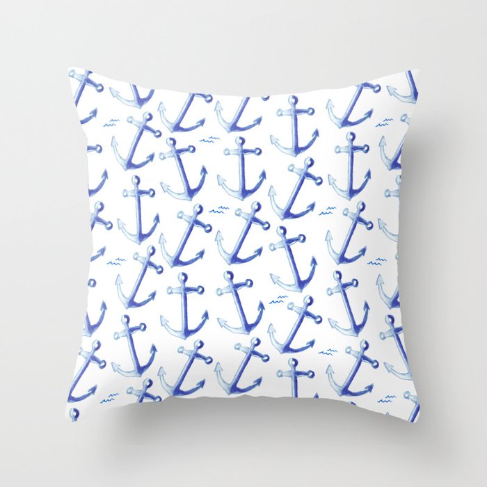 Watercolor Anchor Throw Pillow Gallery Image 6