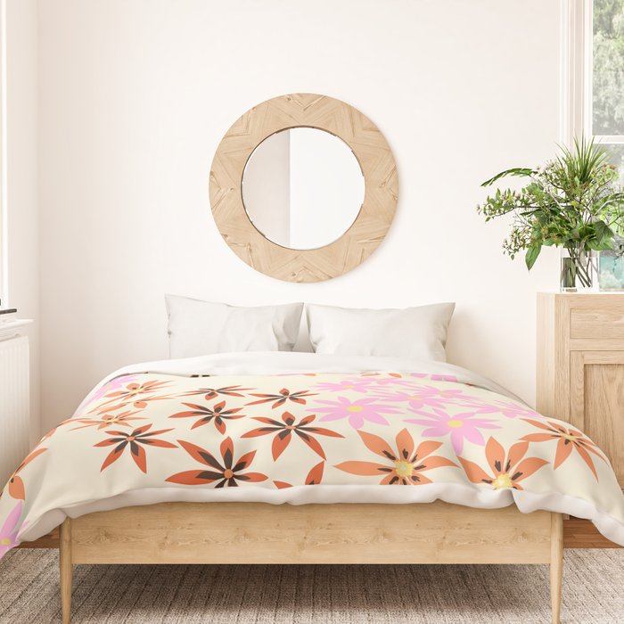 Colorful flowers. Abstract botanical art. Flower market. Tokyo exhibition print Duvet Cover Gallery Image 3
