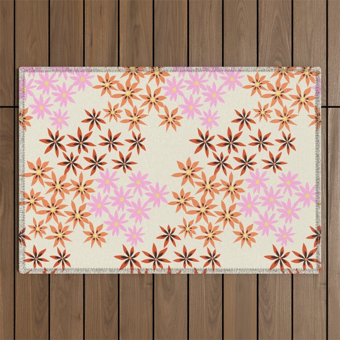 Colorful flowers. Abstract botanical art. Flower market. Tokyo exhibition print Outdoor Rug