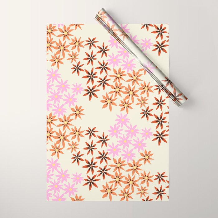 Colorful flowers. Abstract botanical art. Flower market. Tokyo exhibition print Wrapping Paper Gallery Image 1