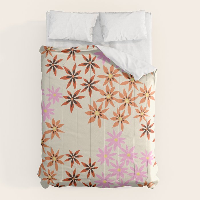 Colorful flowers. Abstract botanical art. Flower market. Tokyo exhibition print Comforter Gallery Image 1