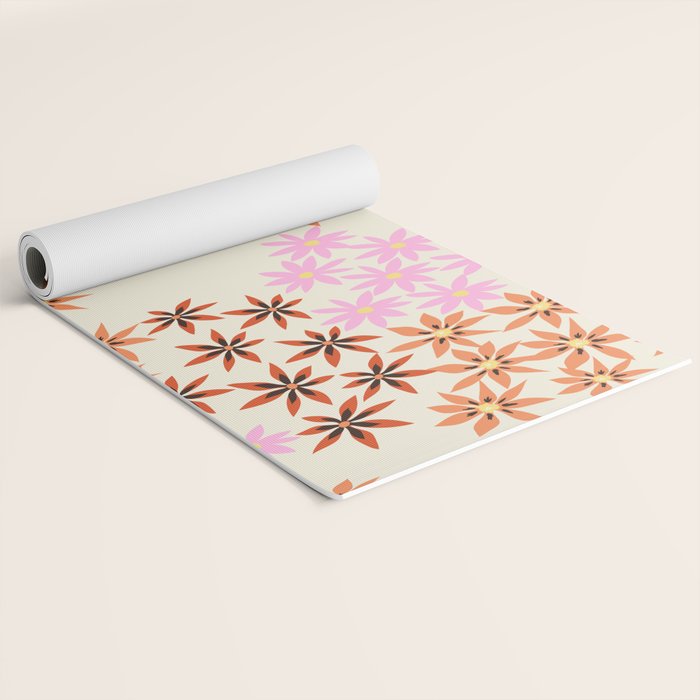 Colorful flowers. Abstract botanical art. Flower market. Tokyo exhibition print Yoga Mat Gallery Image 2