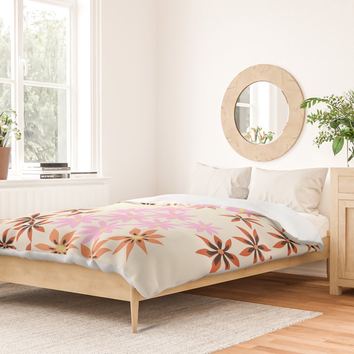 Colorful flowers. Abstract botanical art. Flower market. Tokyo exhibition print Duvet Cover Gallery Image 2