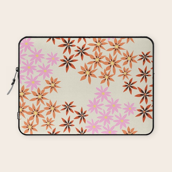 Colorful flowers. Abstract botanical art. Flower market. Tokyo exhibition print Laptop Sleeve Gallery Image 1