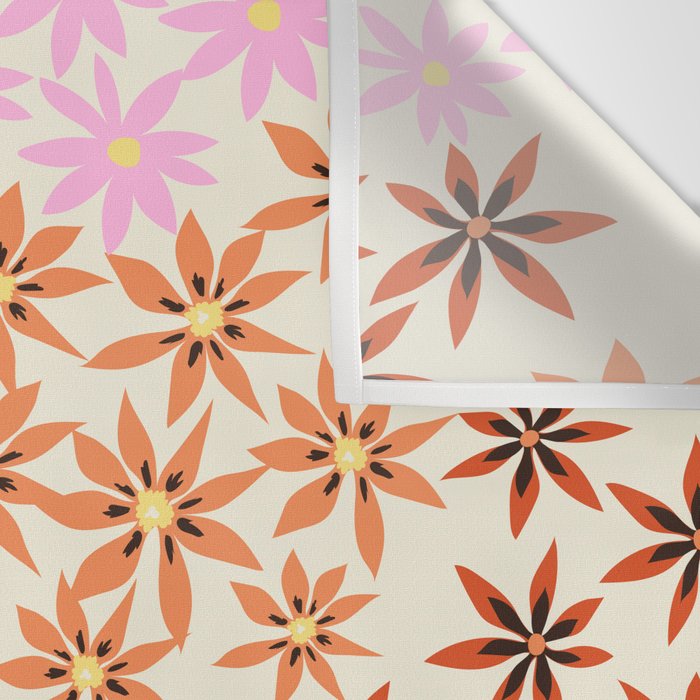 Colorful flowers. Abstract botanical art. Flower market. Tokyo exhibition print Wall Tapestry Gallery Image 3