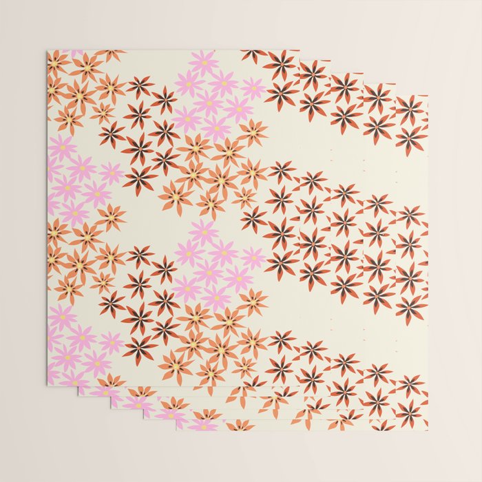 Colorful flowers. Abstract botanical art. Flower market. Tokyo exhibition print Wrapping Paper Gallery Image 3