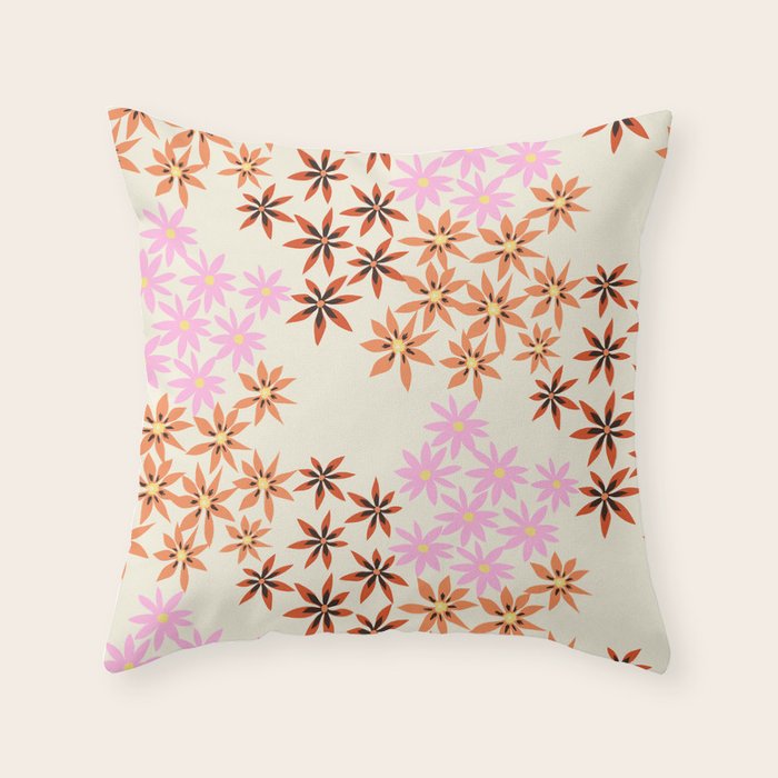 Colorful flowers. Abstract botanical art. Flower market. Tokyo exhibition print Throw Pillow Gallery Image 1
