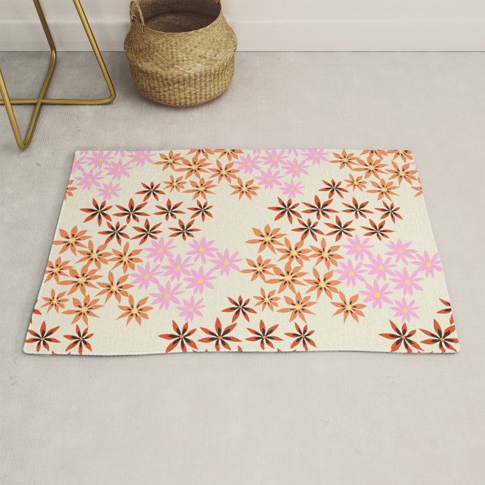 Colorful flowers. Abstract botanical art. Flower market. Tokyo exhibition print Rug Gallery Image 1