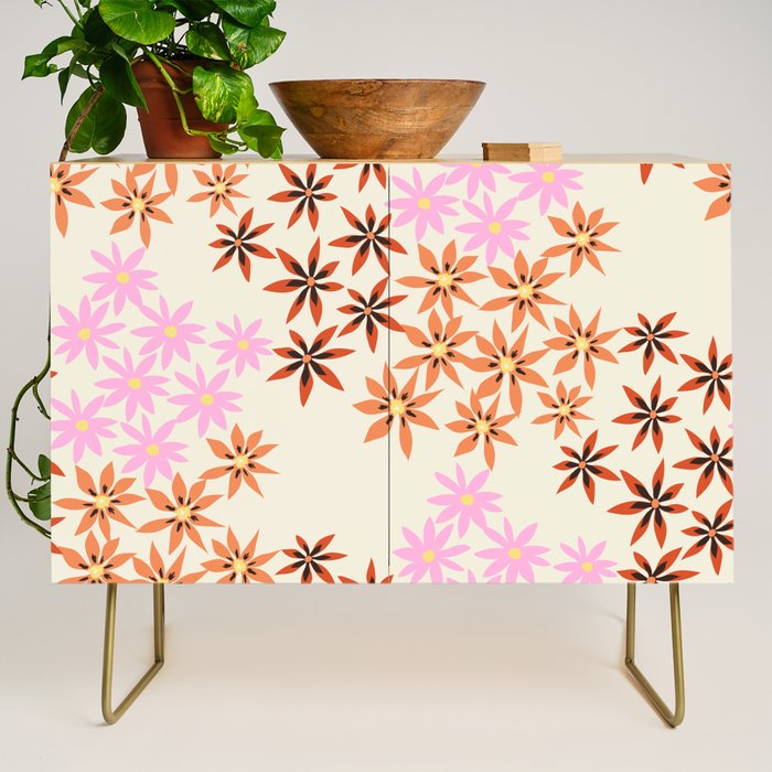 Colorful flowers. Abstract botanical art. Flower market. Tokyo exhibition print Credenza Gallery Image 1