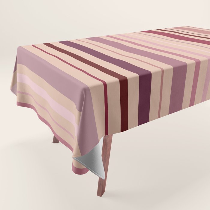 Dusty Rose And Blush Stripes Tablecloth Gallery Image 1
