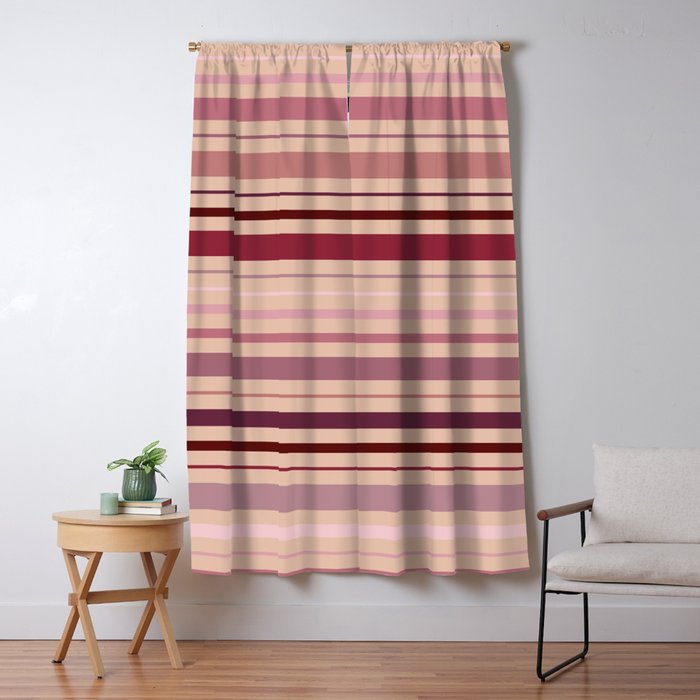 Dusty Rose And Blush Stripes Window Curtain Gallery Image 5