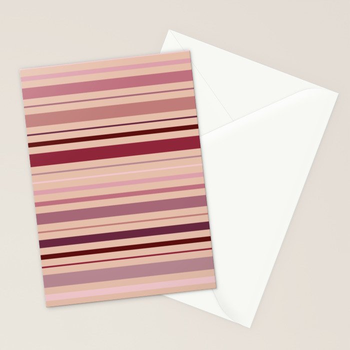 Dusty Rose And Blush Stripes Stationery Card Gallery Image 2