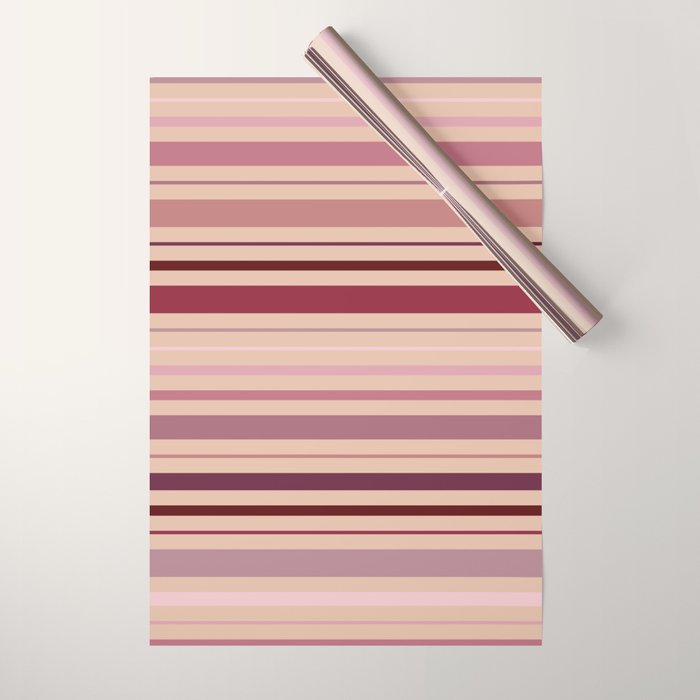 Dusty Rose And Blush Stripes Wrapping Paper Gallery Image 1