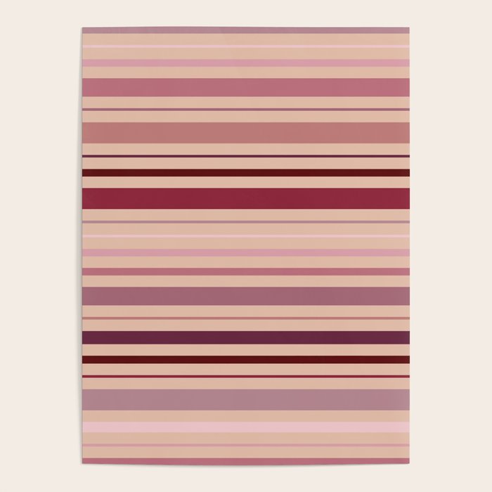 Dusty Rose And Blush Stripes Poster Gallery Image 1
