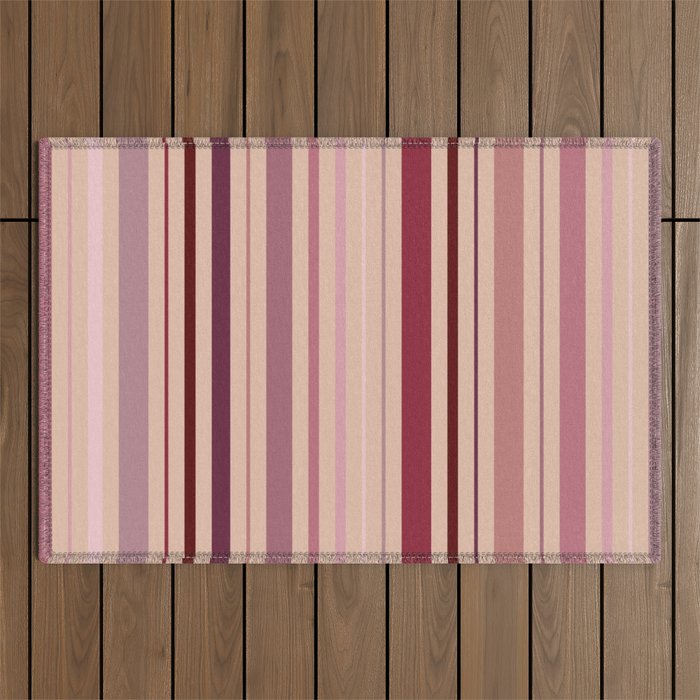 Dusty Rose And Blush Stripes Outdoor Rug Gallery Image 1