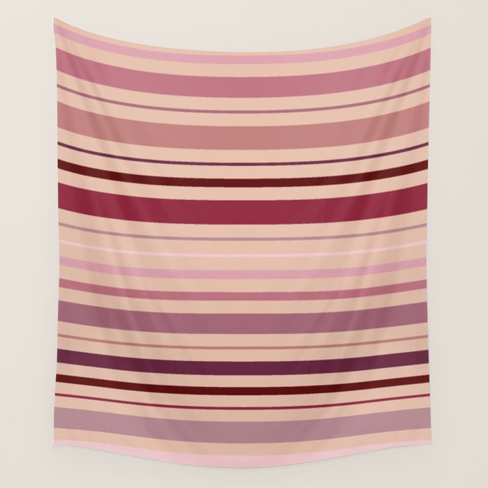 Dusty Rose And Blush Stripes Wall Tapestry Gallery Image 4