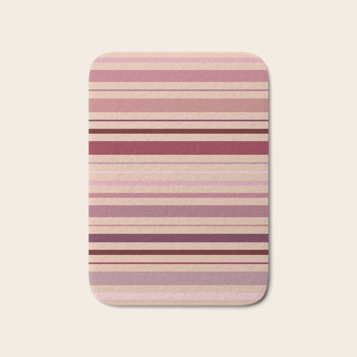 Dusty Rose And Blush Stripes Bath Mat Gallery Image 1