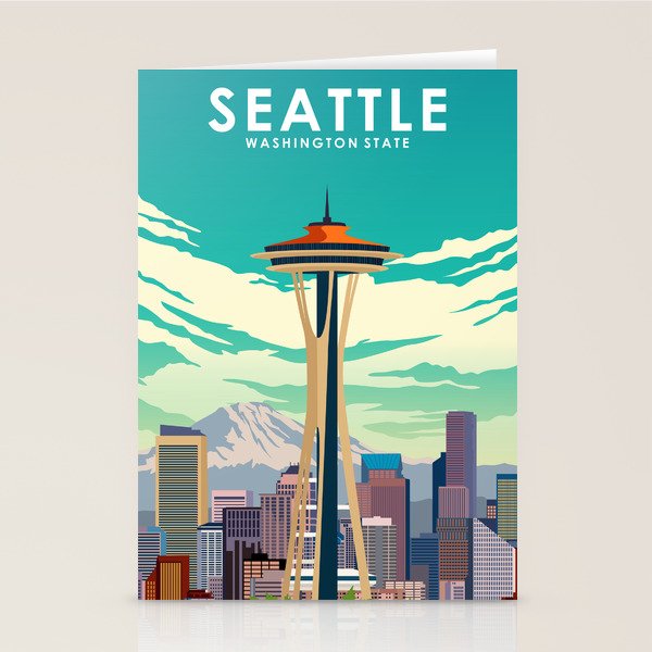 Seattle Washington Travel Poster Stationery Card Gallery Image 1