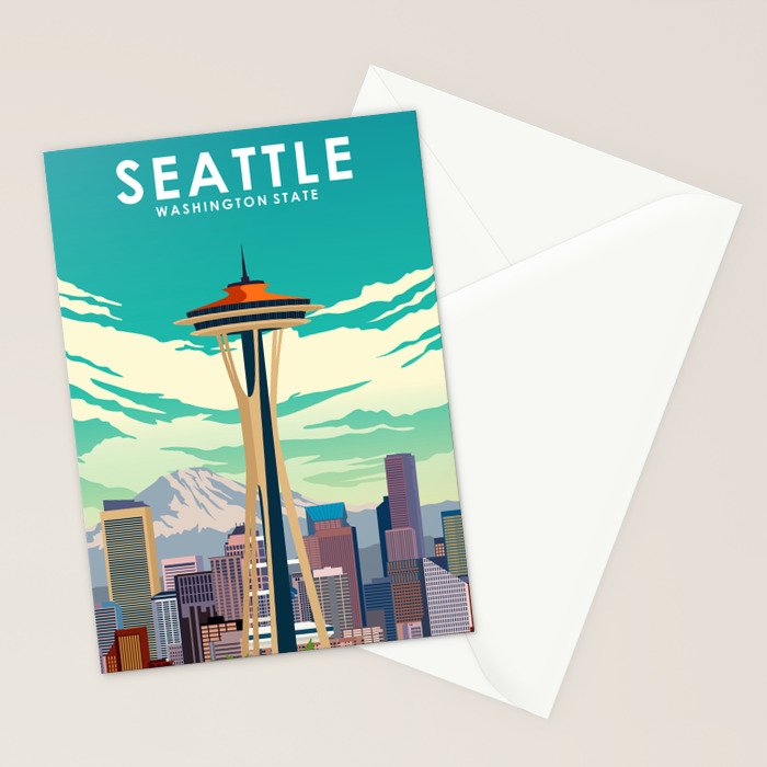 Seattle Washington Travel Poster Stationery Card Gallery Image 2