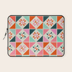 Festive Quilt Pattern in Pink, Red And Green Laptop Sleeve Gallery Image 1