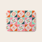 Festive Quilt Pattern in Pink, Red And Green Bath Mat Gallery Image 1