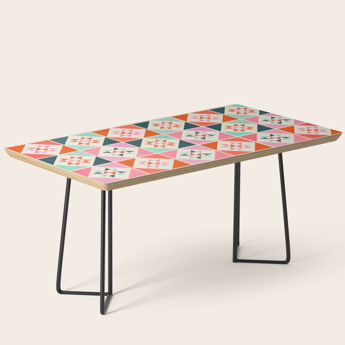 Festive Quilt Pattern in Pink, Red And Green Coffee Table Gallery Image 1