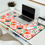 Festive Quilt Pattern in Pink, Red And Green Desk Mat Gallery Image 2