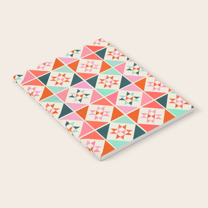Festive Quilt Pattern in Pink, Red And Green Notebook Gallery Image 1