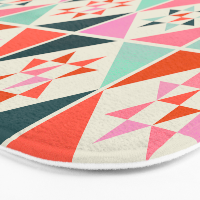 Festive Quilt Pattern in Pink, Red And Green Bath Mat Gallery Image 3