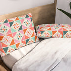 Festive Quilt Pattern in Pink, Red And Green Pillow Sham Gallery Image 2
