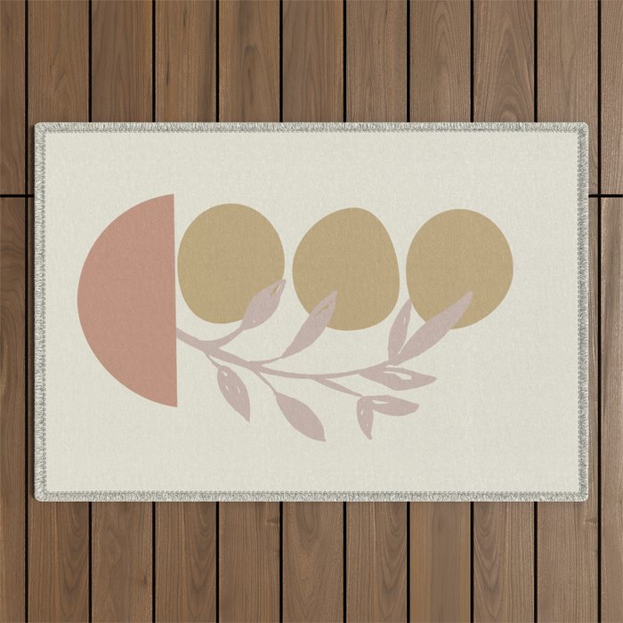 Desert Botanicals and Organic Shapes in Terracotta, Gold, and Blush Outdoor Rug Gallery Image 1