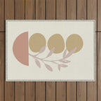 Desert Botanicals and Organic Shapes in Terracotta, Gold, and Blush Outdoor Rug Gallery Image 1