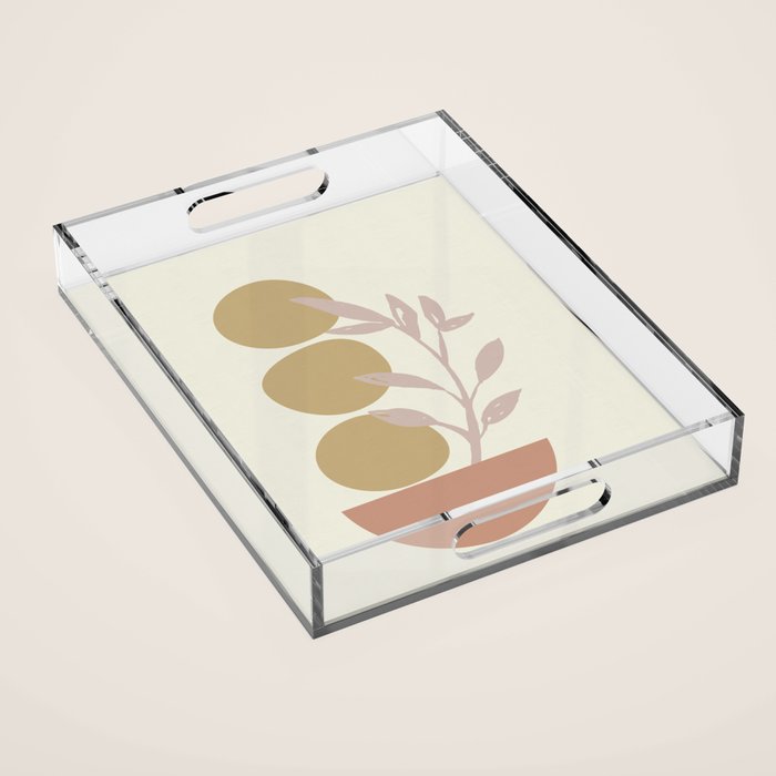 Desert Botanicals and Organic Shapes in Terracotta, Gold, and Blush Acrylic Tray Gallery Image 1