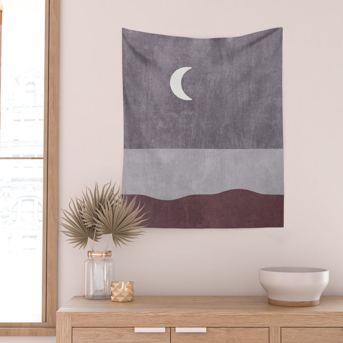 LANDSHAPES / Beach - Night Wall Tapestry Gallery Image 2