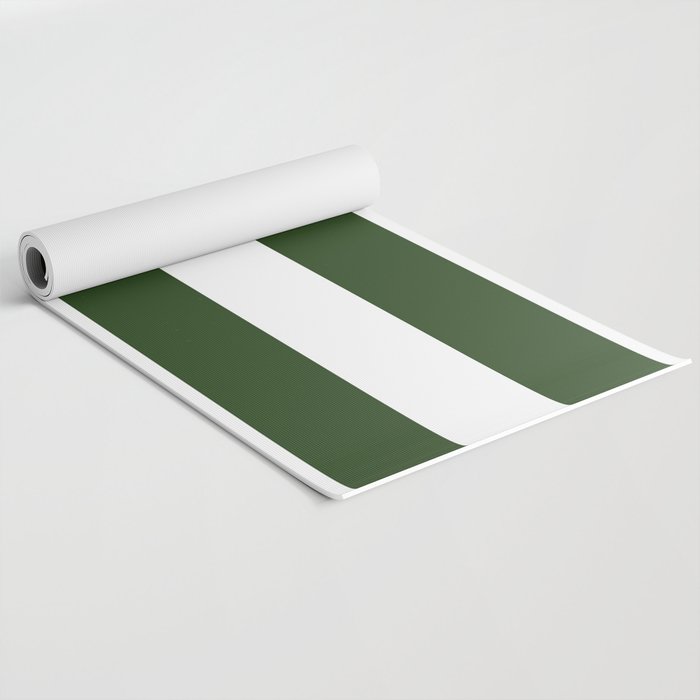 Large Dark Forest Green and White Cabana Tent Stripes Yoga Mat Gallery Image 2
