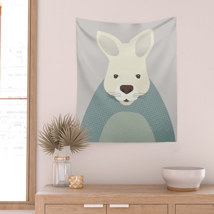 Whimsy Kangaroo, Animal Portrait Wall Tapestry Gallery Image 2