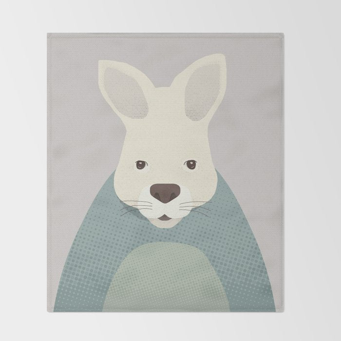 Whimsy Kangaroo, Animal Portrait Throw Blanket Gallery Image 2