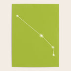 Aries Zodiac Star Constellation Line Art Chartreuse Green Poster Gallery Image 4