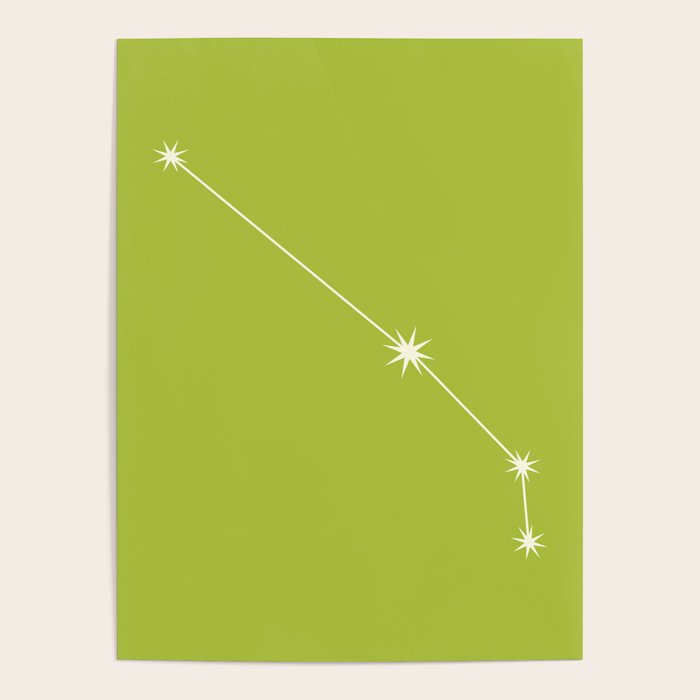 Aries Zodiac Star Constellation Line Art Chartreuse Green Poster Gallery Image 4