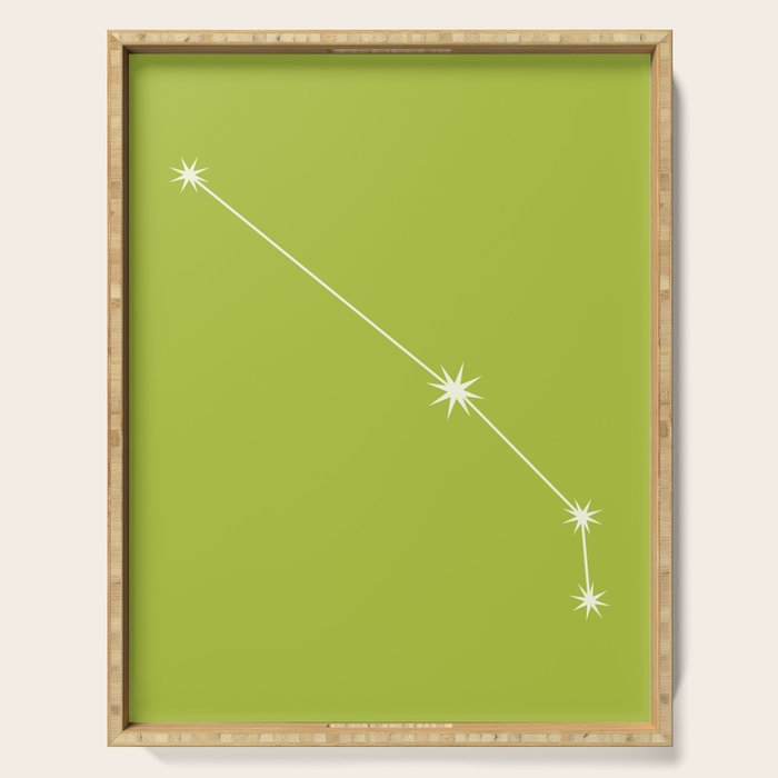 Aries Zodiac Star Constellation Line Art Chartreuse Green Serving Tray Gallery Image 1