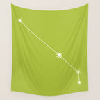 Aries Zodiac Star Constellation Line Art Chartreuse Green Wall Tapestry Gallery Image 4