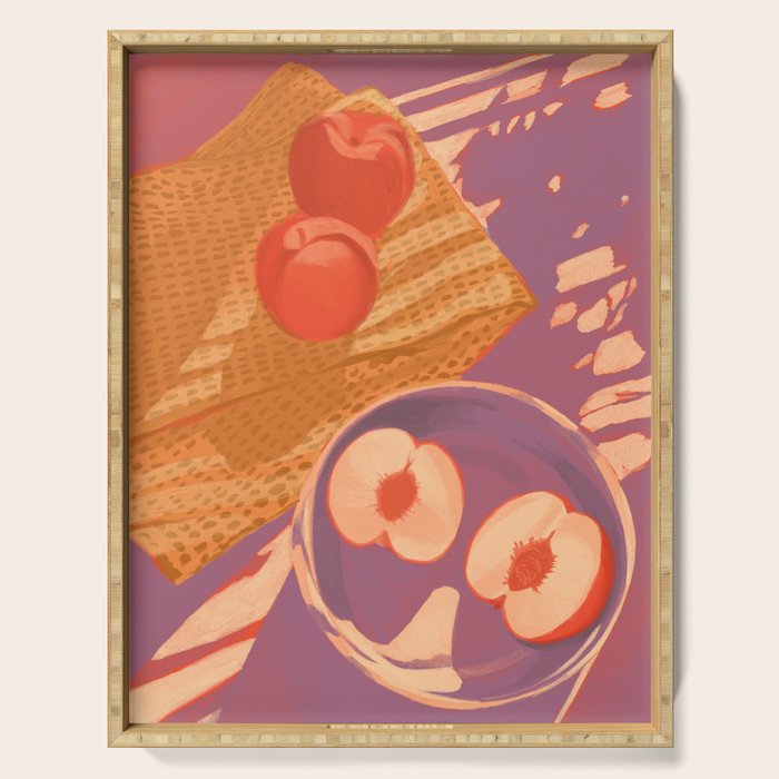 White Peaches Still Life Serving Tray Gallery Image 1