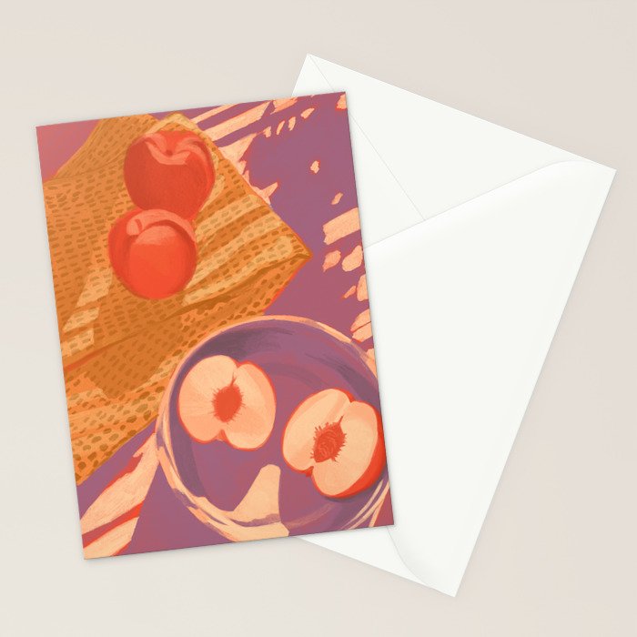 White Peaches Still Life Stationery Card Gallery Image 2