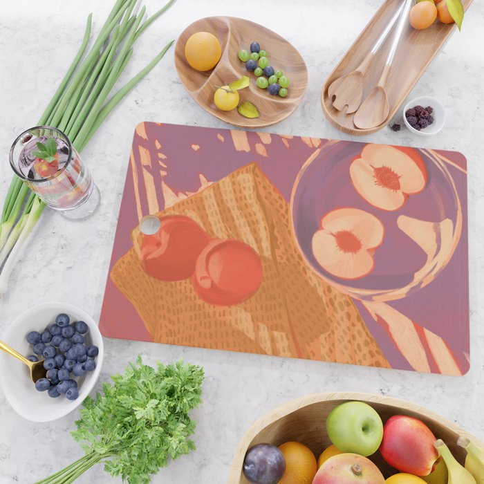 White Peaches Still Life Cutting Board Gallery Image 2