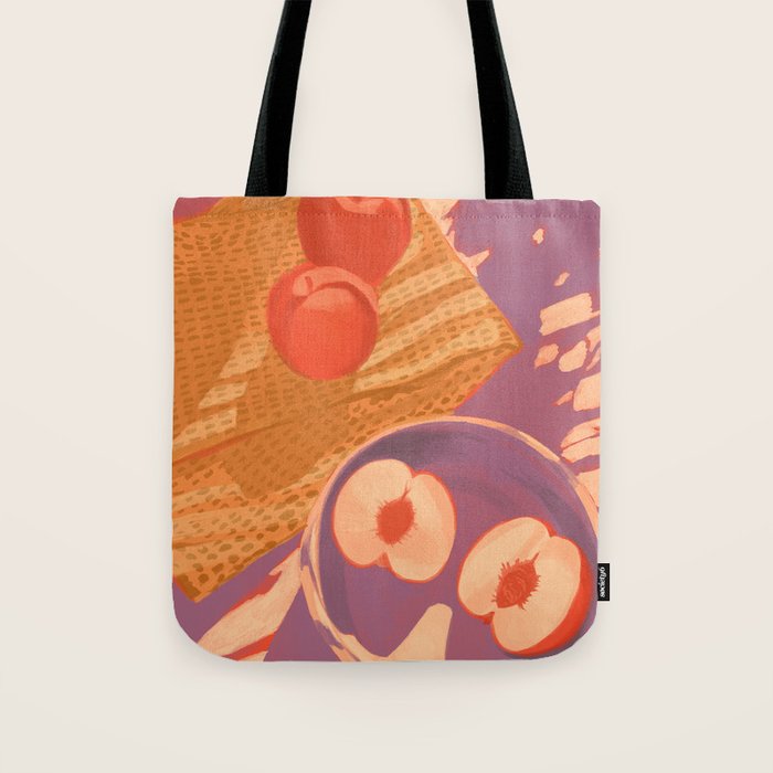 White Peaches Still Life Tote Bag Gallery Image 1