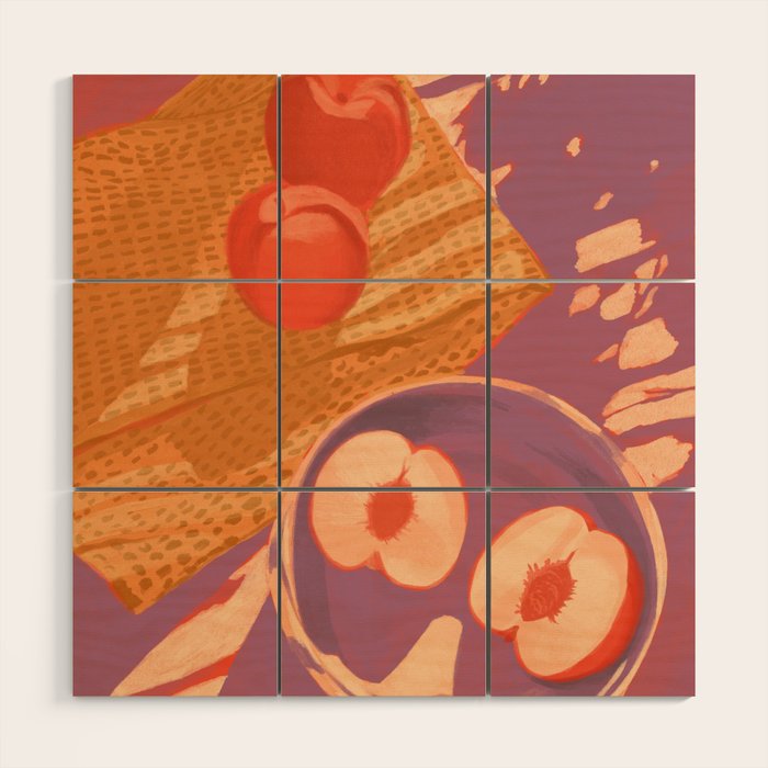 White Peaches Still Life Wood Wall Art Gallery Image 1